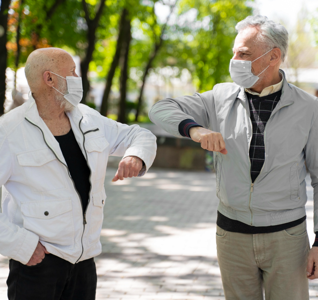 Two seniors staying active and connected outdoors
