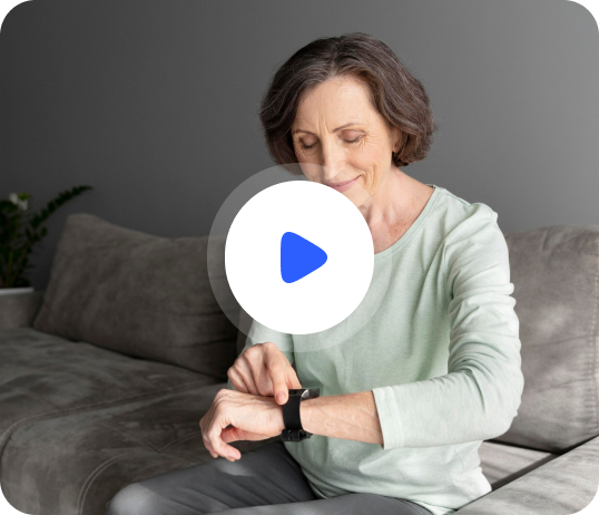 Emily using GuardianOne to check health readings